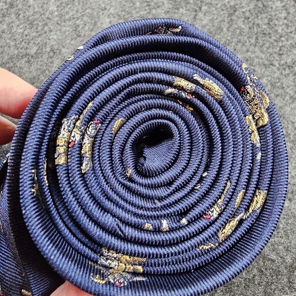 J Crew Christmas Tie Pug Reindeer Dog 100% Silk Blue 61" Long Necktie J.Crew - Picture 3 of 10